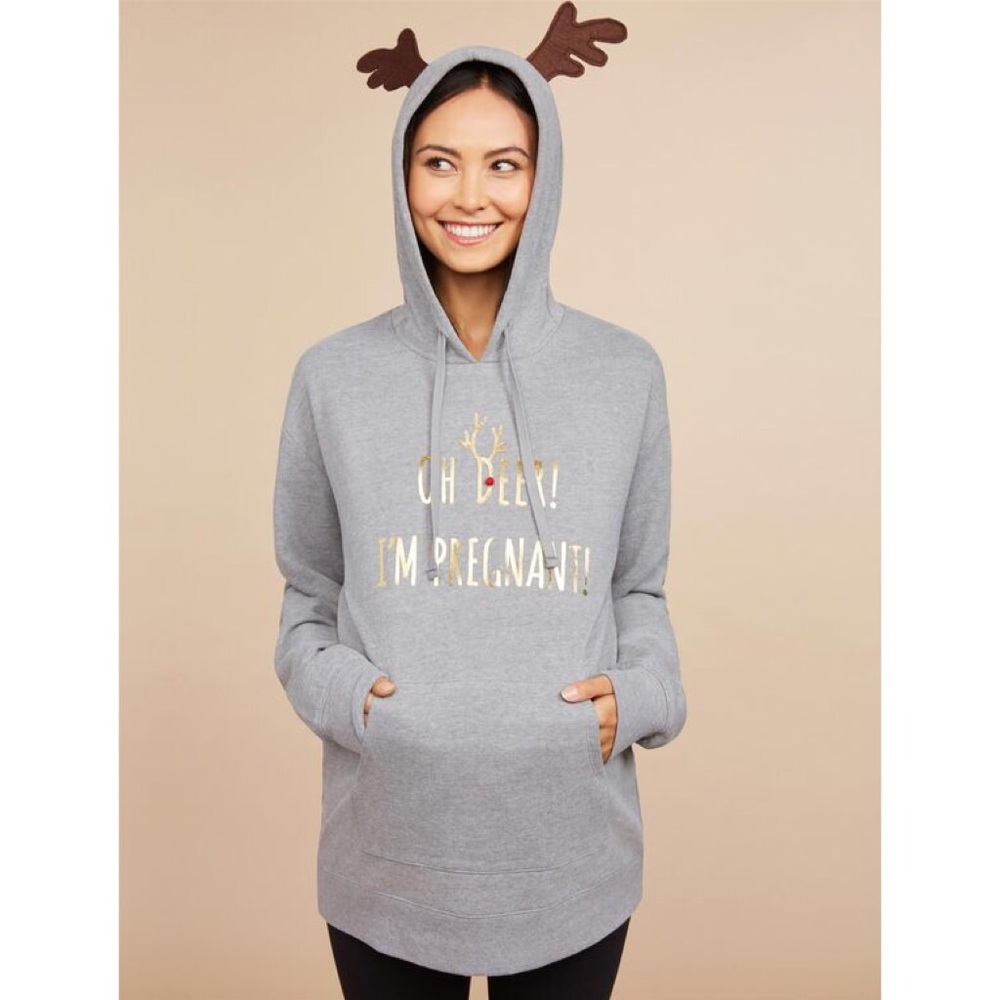 Pregnancy Announcement Sweatshirt Christmas‎ holiday reindeer Maternity